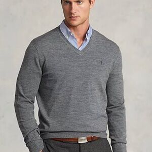 Polo Ralph Lauren V-Neck Long Sleeve Cotton Sweater Size XL